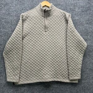 Island Sands Quilted Pullover Sweatshirt Men's Size M Gray 1/4 Zip Casual